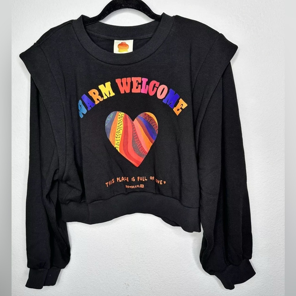 Warm Welcome Black Graphic Sweatshirt